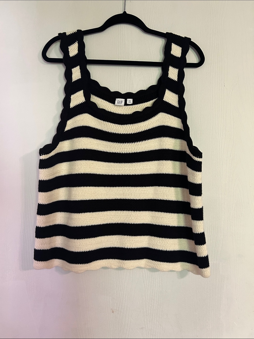 GAP Black and White Striped Crochet Tank